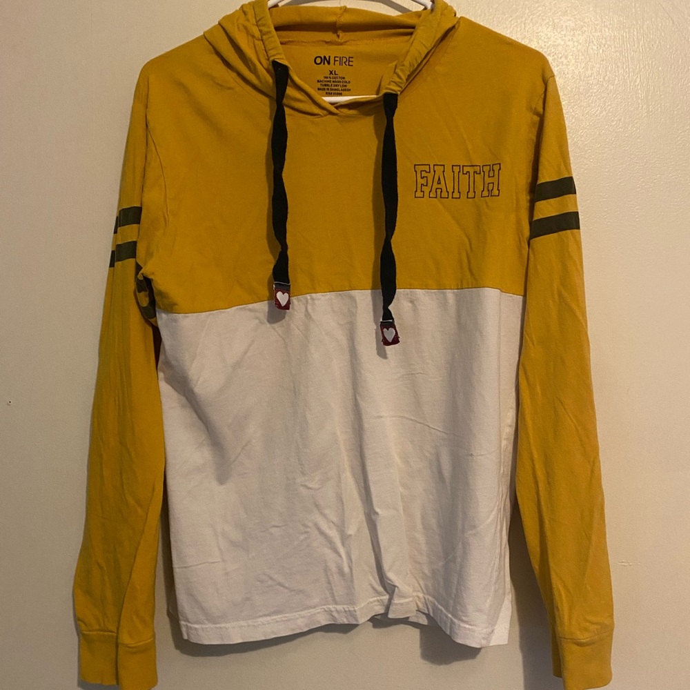 On Fire Yellow and White Faith Hoodie